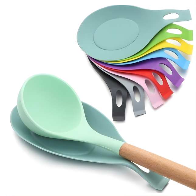 حامل ملاعق سيليكون مقاوم للحرارة – قاعدة أنيقة للملاعق والمغارف بألوان متعددة