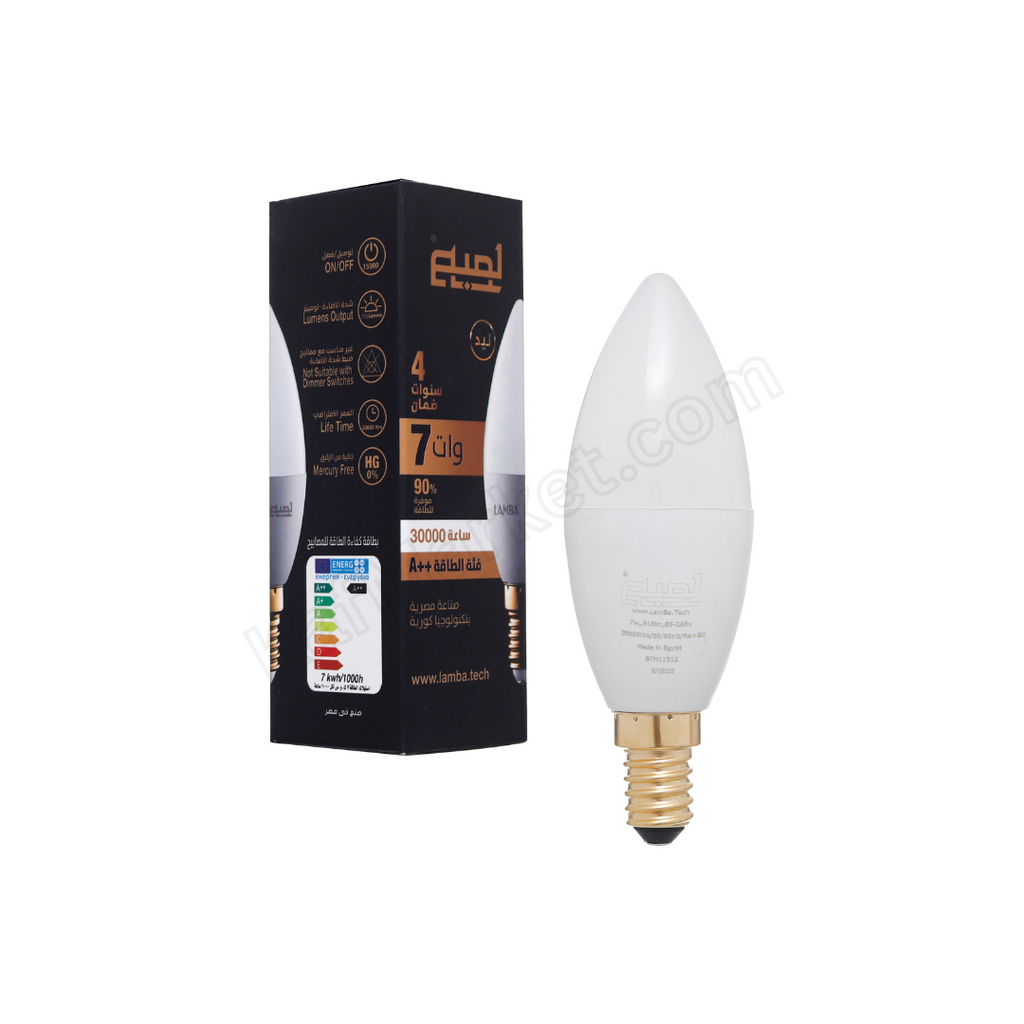 لمبة بلحة ليد 7 وات صنفرة ، بضوء ساطع          LED Candle-shaped bulb 7W , Bright Light