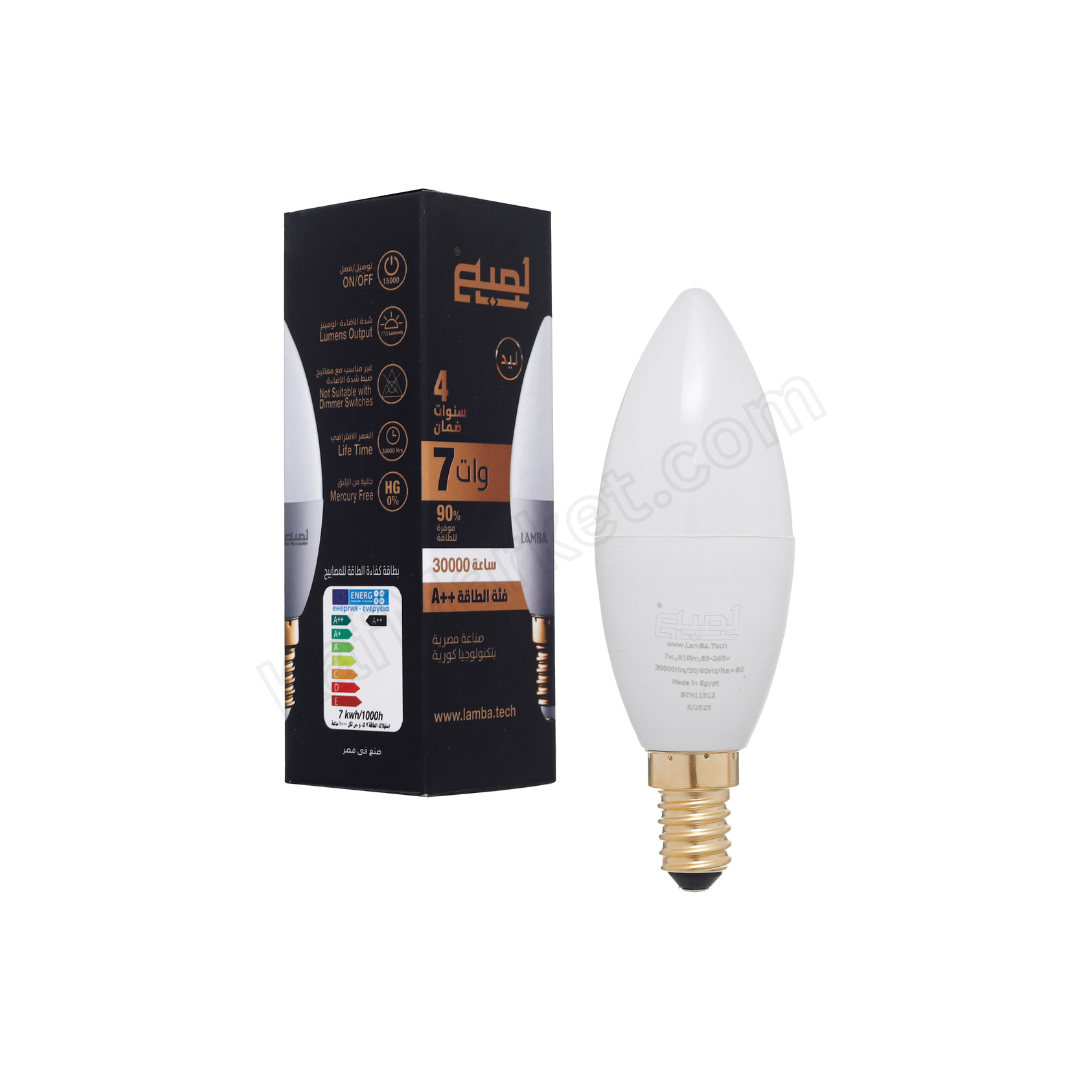 لمبة بلحة ليد 7 وات صنفرة ، بضوء ساطع          LED Candle-shaped bulb 7W , Bright Light