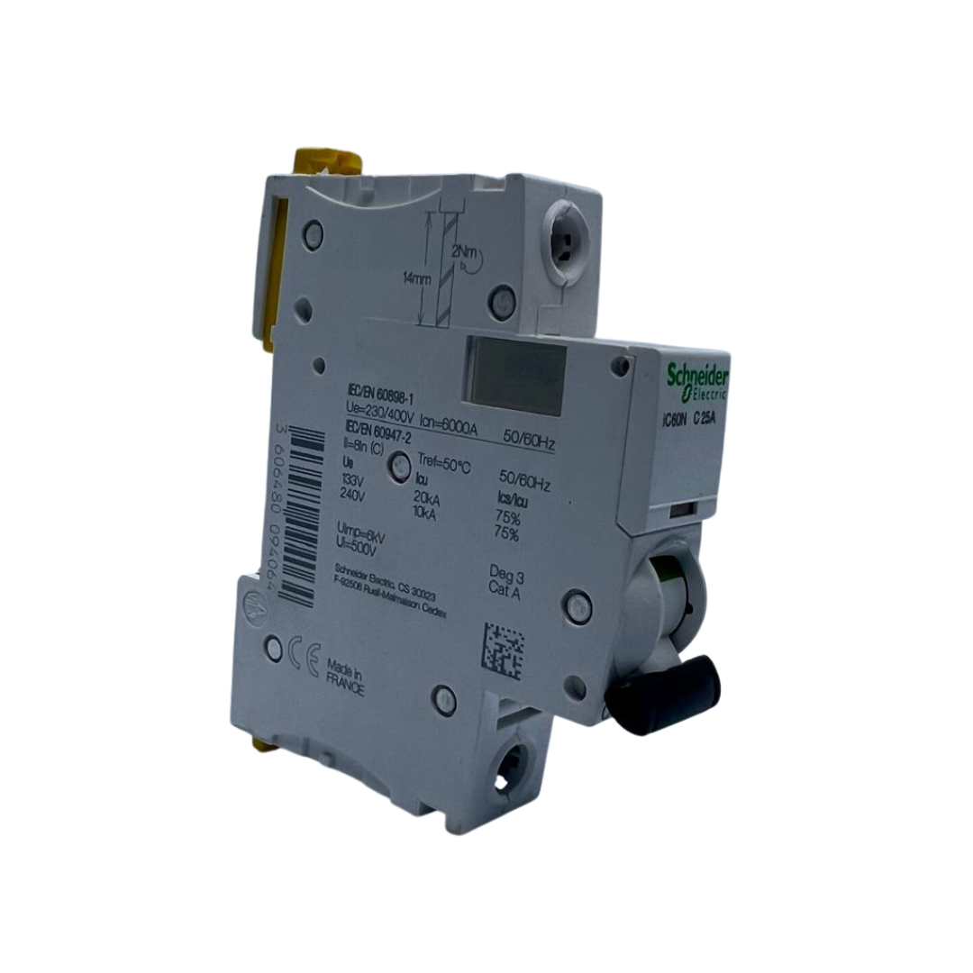 25A 1P Miniature Circuit Breaker (MCB), 6kA Schneider Electric   قاطع احادي 25 امبير 6ك 1 بول شنايدر الكتريك