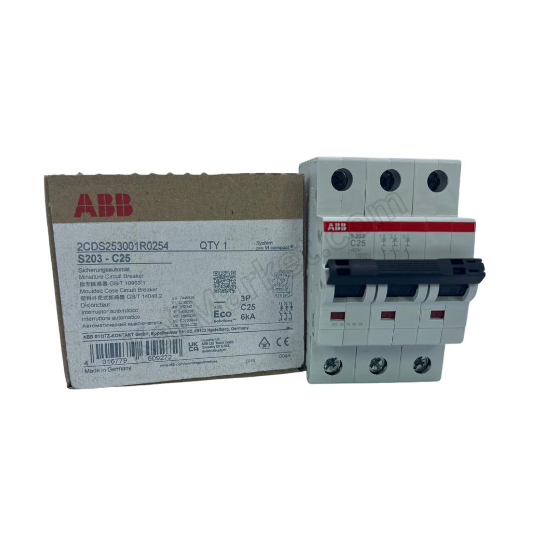 25A 3P Miniature Circuit Breaker (MCB), 6kA  ABB   قاطع ثلاثي 25 امبير 6 ك 3 بول
