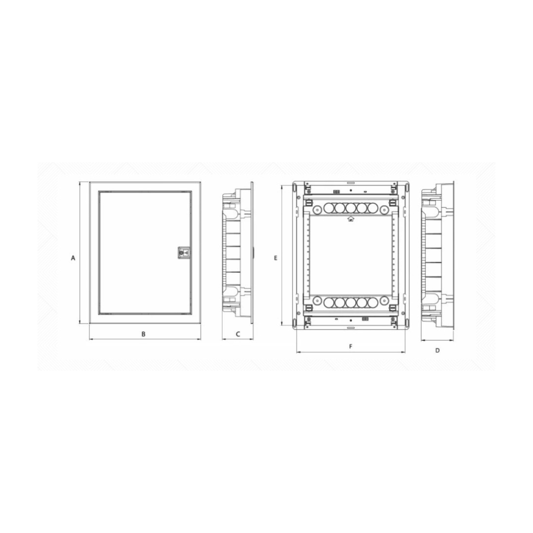 لوحة توزيع ٤٨ خط | درجة حماية آي بي ٤٠، ٦٣ أمبير، ٤٨+٨ موديول، غطاء أبيض صاج  ‎48-line panel board | IP40 rating, 63 A, 48+8 modules, white sheet-metal cover‎