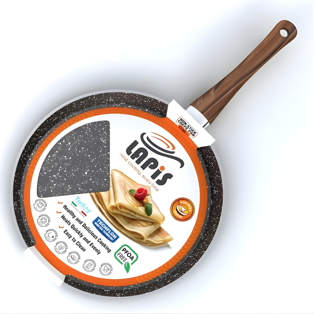 طاسة كريب جرانيت مقاس 30 سم لون اسود قطعة واحدة من لابيس