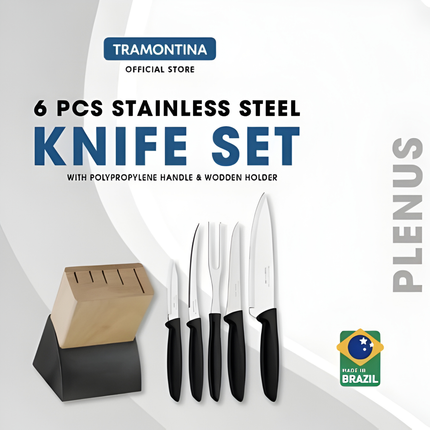 طقم سكاكين 6 قطع من ترامونتينا - اسود