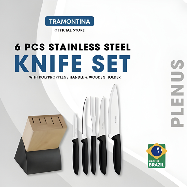 طقم سكاكين 6 قطع من ترامونتينا - اسود