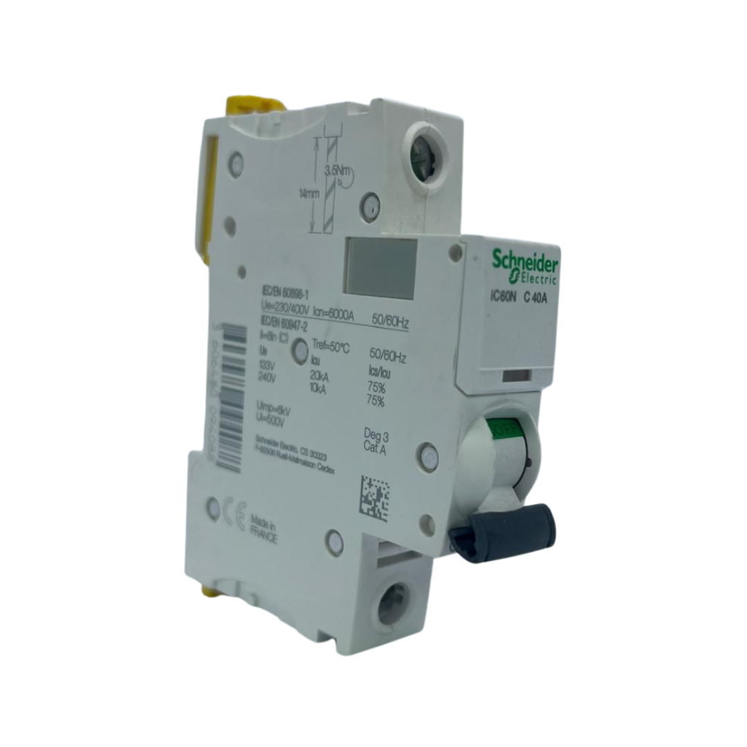 40A 1P Miniature Circuit Breaker (MCB), 6kA Schneider Electric   قاطع احادي 40 امبير 6ك 1 بول شنايدر الكتريك