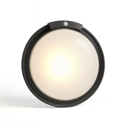 جلوب دائري بحساس حركة ٢٥ وات، أبيض أو اسود، مقاوم للماء  ‎25W round motion-sensor globe, white or Black, waterproof‎