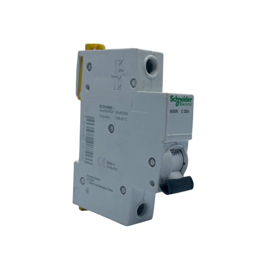 25A 1P Miniature Circuit Breaker (MCB), 6kA Schneider Electric   قاطع احادي 25 امبير 6ك 1 بول شنايدر الكتريك