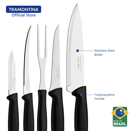 طقم سكاكين 6 قطع من ترامونتينا - اسود