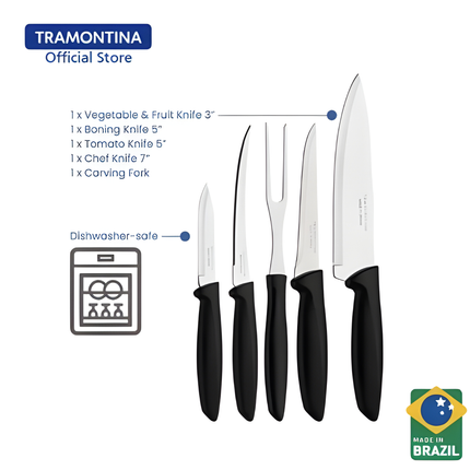 طقم سكاكين 6 قطع من ترامونتينا - اسود