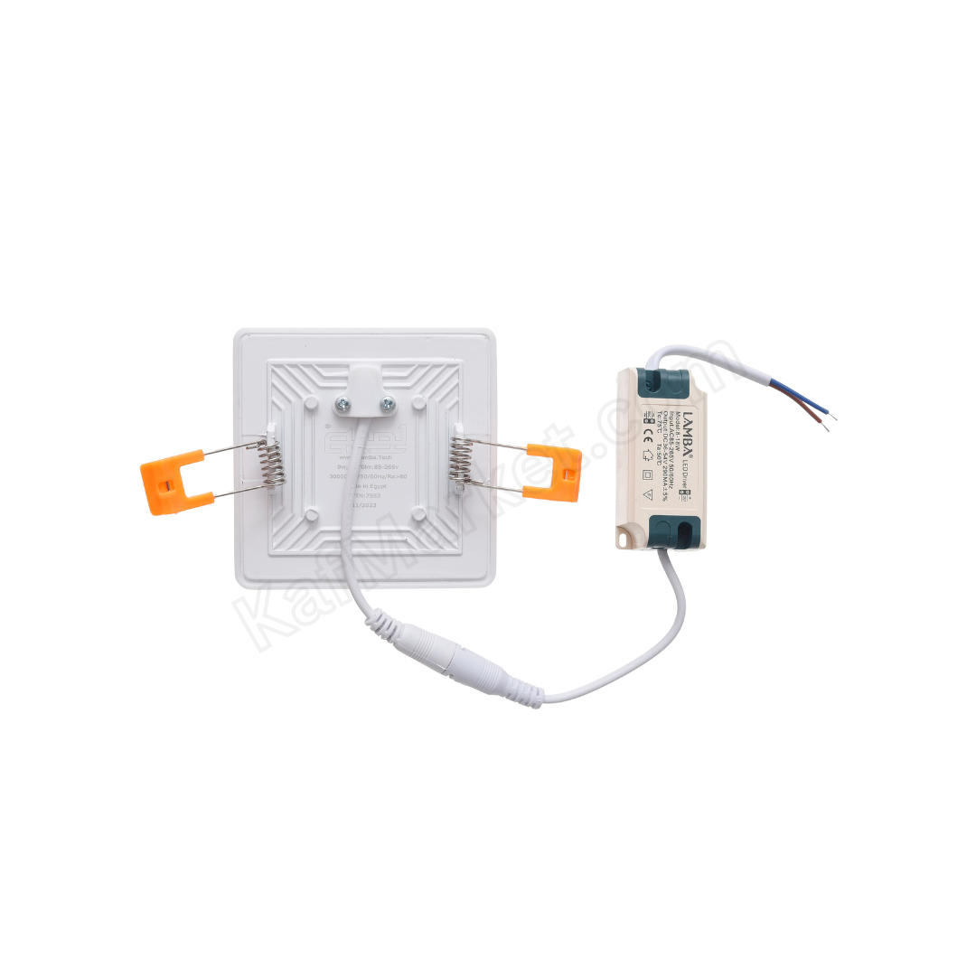 9W LED recessed downlight, square, with diffuser   كشاف ليد داخلي بلوفينيرا مربع 9 وات