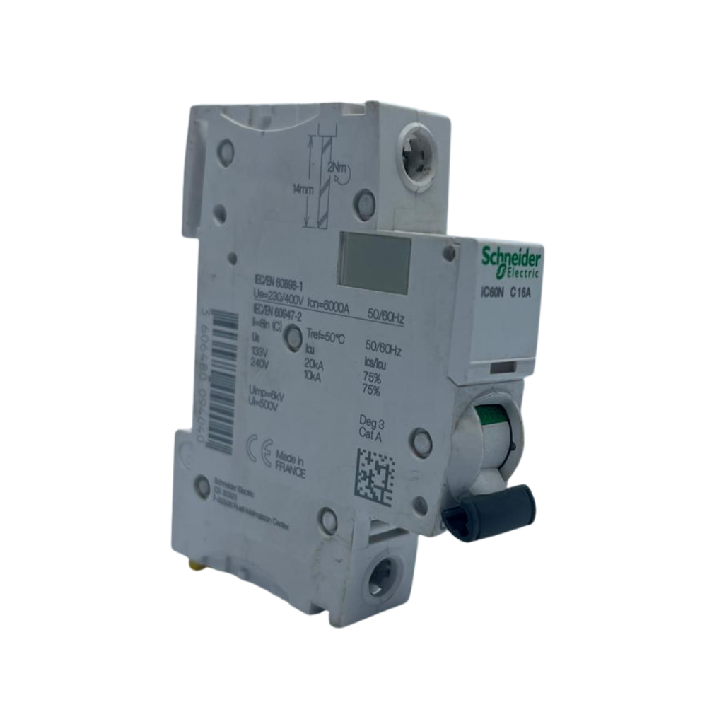 16A 1P Miniature Circuit Breaker (MCB), 6kA Schneider Electric   قاطع احادي 16 امبير 6ك 1 بول شنايدر الكتريك