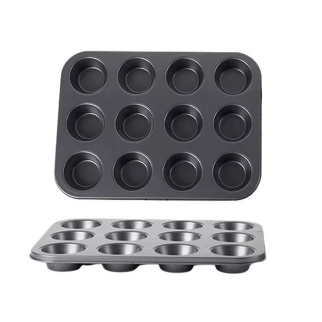 قالب كيك بتصميم مقاوم للالتصاق وقابل لاعادة الاستخدام لصناعة المافن والكب ، 12 فتحة