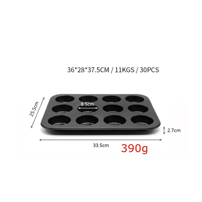 قالب كيك بتصميم مقاوم للالتصاق وقابل لاعادة الاستخدام لصناعة المافن والكب ، 12 فتحة