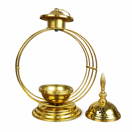 مبخرة معدنية دائرية ذهبية
