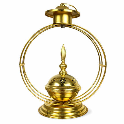 مبخرة معدنية دائرية ذهبية