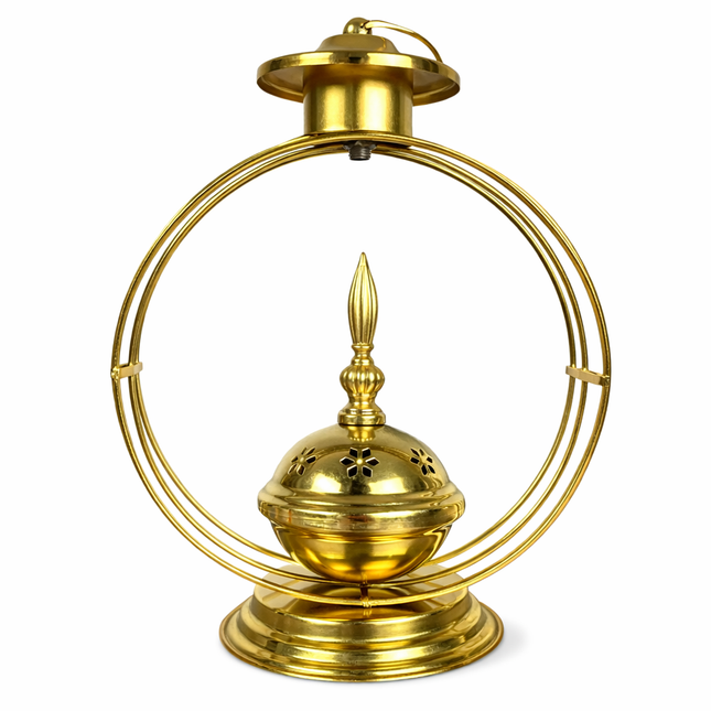 مبخرة معدنية دائرية ذهبية