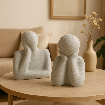 تمثال ديكور تجريدي باللون الرمادي – لمسة هدوء وأناقة تلائم كل ديكور