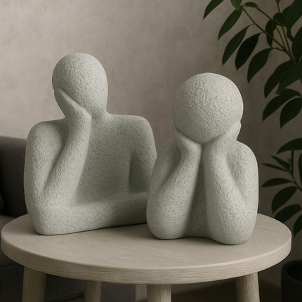 تمثال ديكور تجريدي باللون الرمادي – لمسة هدوء وأناقة تلائم كل ديكور