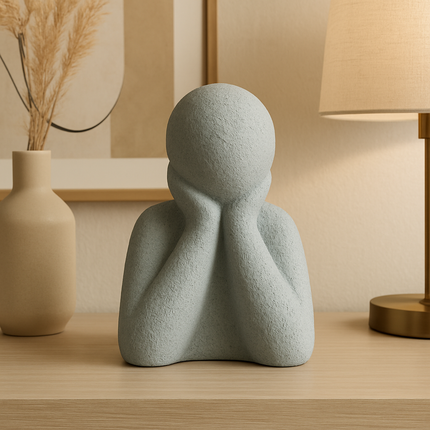 تمثال ديكور تجريدي باللون الرمادي – لمسة هدوء وأناقة تلائم كل ديكور