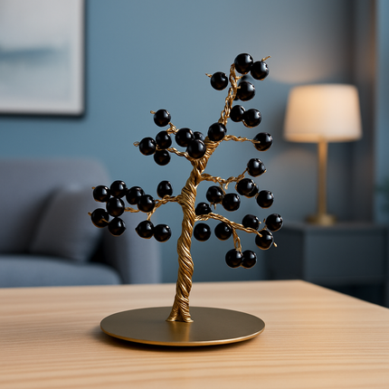 شجرة ديكور فاخرة بالأحجار السوداء – تصميم فخامة وأناقة للمكان