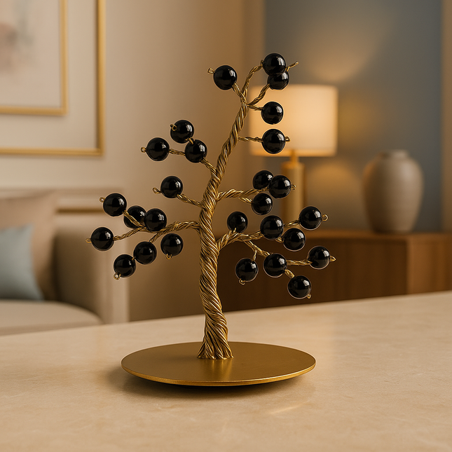 شجرة ديكور فاخرة بالأحجار السوداء – تصميم راقي يضيف فخامة وأناقة للمكان