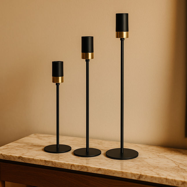 حامل شموع معدني فاخر – تصميم عصري يجمع بين البساطة والفخامة