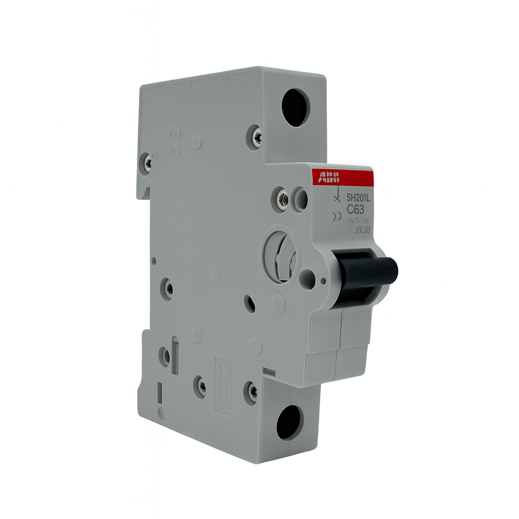 قاطع تيار مصغّر (إم-سي-بي) أحادي بتيار ٦٣ أمبير، قدرة قطع ٤٫٥ كيلو أمبير، من إيه-بي-بي  ‎63A 1P Miniature Circuit Breaker (MCB), 4.5 kA, ABB‎
