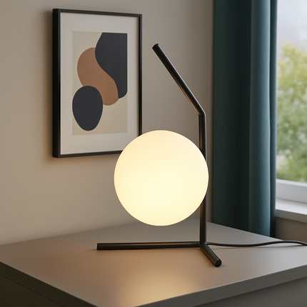 مصباح طاولة ديكوري بتصميم عصري – إضاءة دافئة وأناقة هندسية في قطعة واحدة