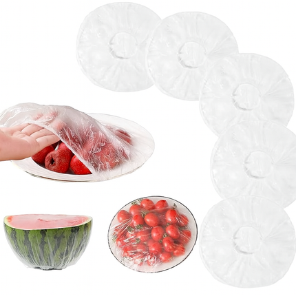 أغطية أكياس وأوعية الطعام بتصميم قابل لإعادة الاستخدام والتمدد لعلب الطعام، - 100 قطعة - شفاف