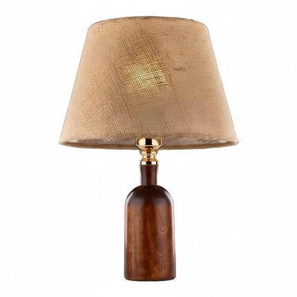 أباجورة طاولة كتان طبيعي – تشطيب بني ذهبي/بيج