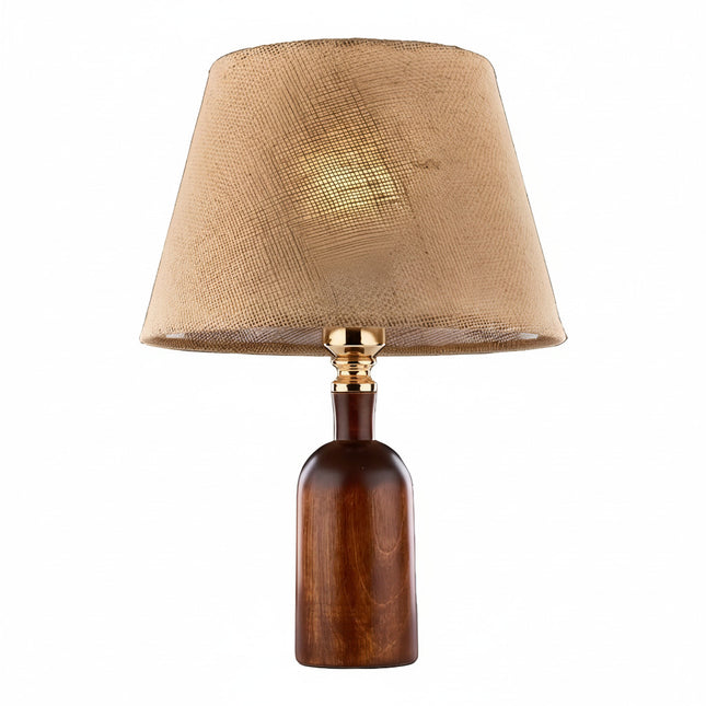 أباجورة طاولة كتان طبيعي – تشطيب بني ذهبي/بيج