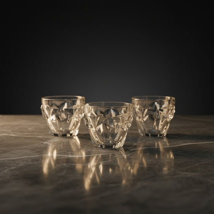 طقم 3 أكواب زجاج مضلّع للقهوة والشاي