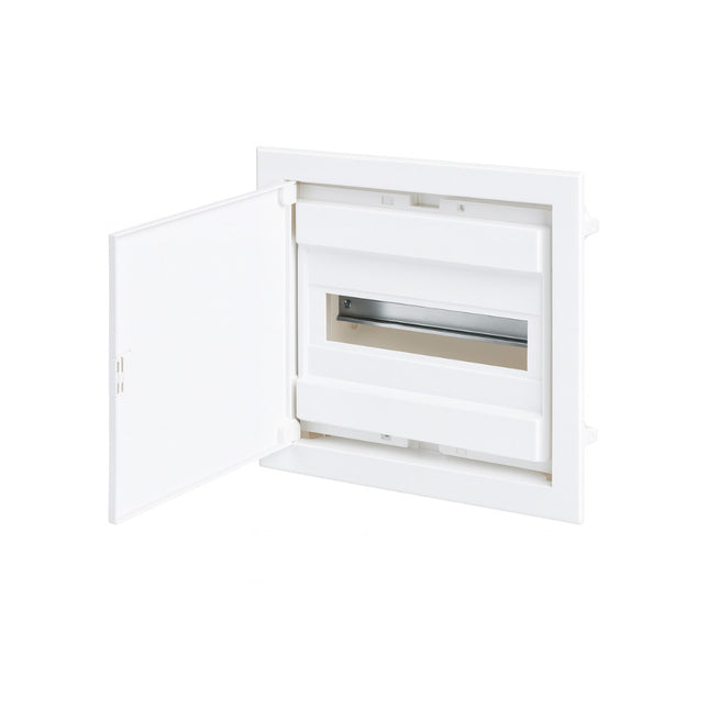 لوحة توزيع ١٢ خط | آي بي ٤٠، ٦٣ أمبير، ١٢+٢ موديول، باب معدني أبيض  ‎12-line panel board | IP40, 63 A, 12+2 modules, white metal door‎