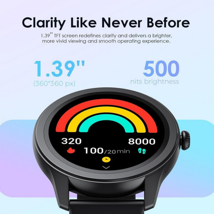 ساعة ذكية Oraimo Watch 2R OSW-30 بشاشة HD 1.39 بوصة – مكالمات بلوتوث – أكثر من 120 وضع رياضي – مقاومة للماء IP68 – لون أسود