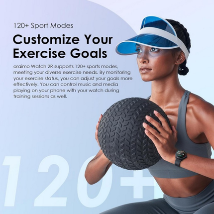 ساعة ذكية Oraimo Watch 2R OSW-30 بشاشة HD 1.39 بوصة – مكالمات بلوتوث – أكثر من 120 وضع رياضي – مقاومة للماء IP68 – لون أسود
