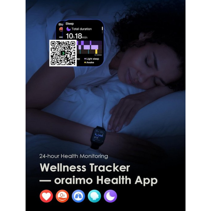 ساعة ذكية Oraimo Watch 4 Plus OSW-801 بشاشة لمس 2.01 بوصة ومكالمات بلوتوث – أسود