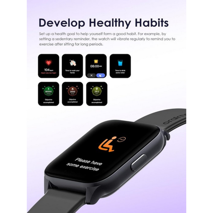 ساعة ذكية Oraimo Watch 4 Plus OSW-801 بشاشة لمس 2.01 بوصة ومكالمات بلوتوث – أسود