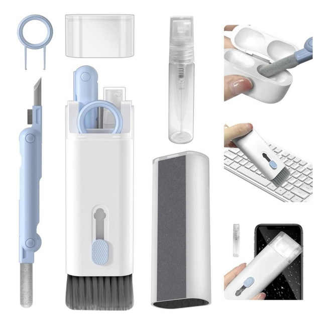 مجموعة تنظيف إلكترونية متعددة الوظائف 7 في 1 من يواكاي – أداة تنظيف شاملة للأجهزة الإلكترونية (أزرق)