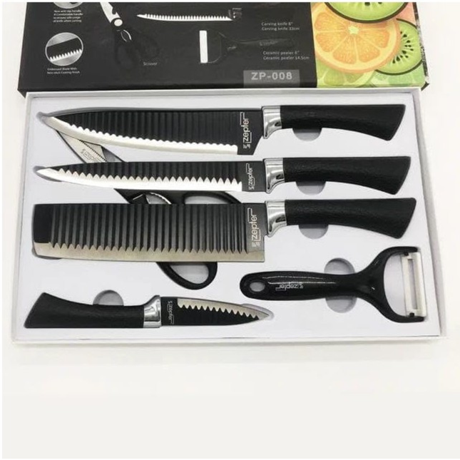 طقم سكاكين مطبخ 6 قطع – تصميم عملي ولون أسود أنيق