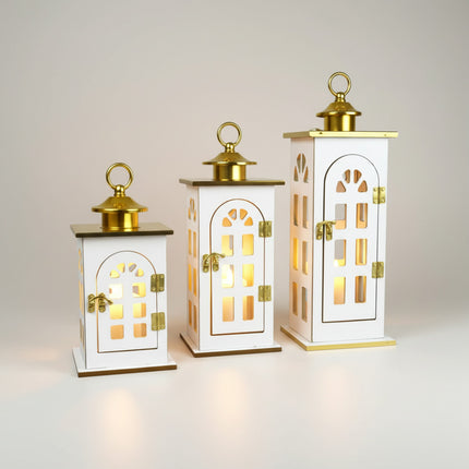 طقم فوانيس خشب ديكور – 3 قطع