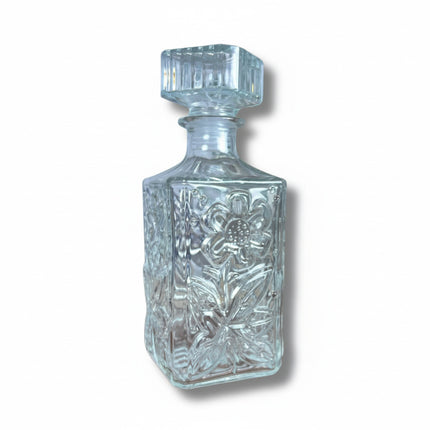 زجاجة ديكور زجاج منقوش  – سعة 1 لتر