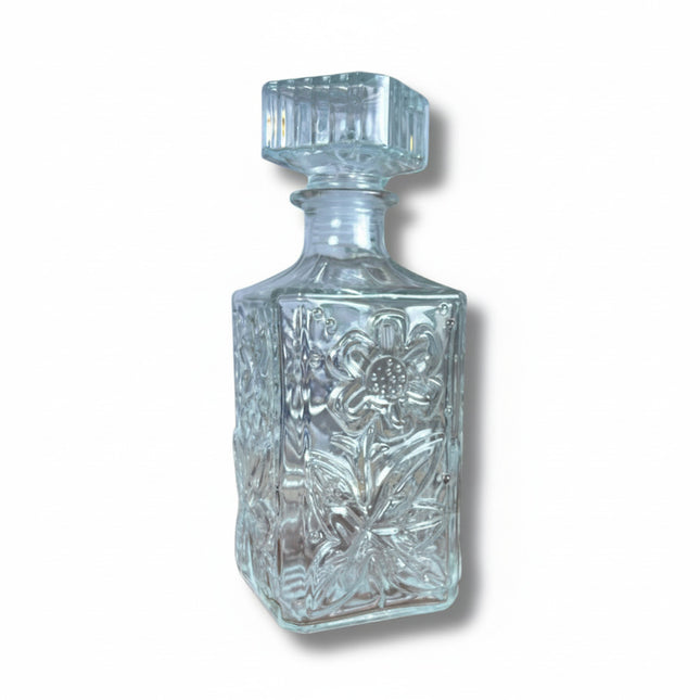 زجاجة ديكور زجاج منقوش  – سعة 1 لتر