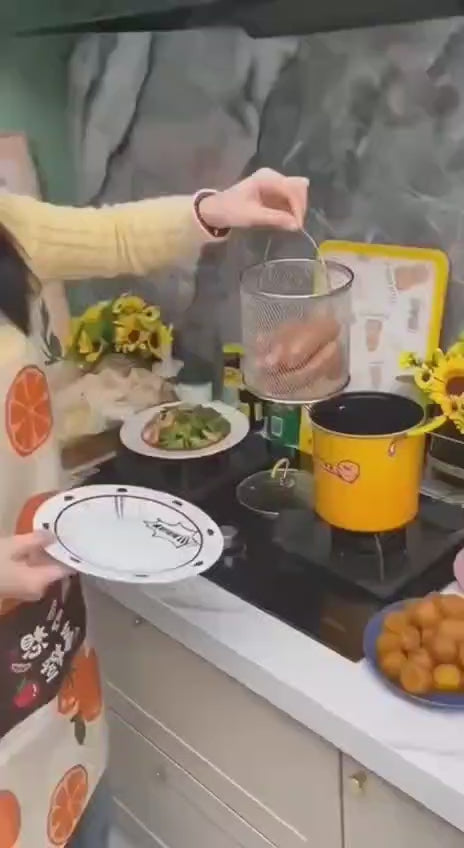 حلة تحمير بطاطس ودجاج سعة 3 لتر مع سلة تصفية وغطاء زجاج حراري – تصميم بطة