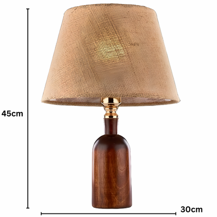 أباجورة طاولة كتان طبيعي – تشطيب بني ذهبي/بيج