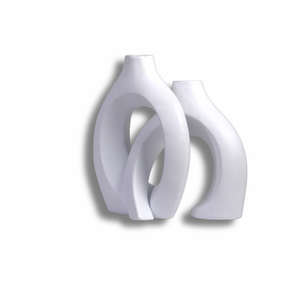 مزهرية ديكور متداخلة بشكل عضوي – أبيض