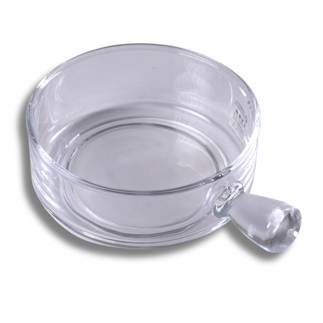 طبق فرن زجاج حراري دائري بمقبض – شفاف