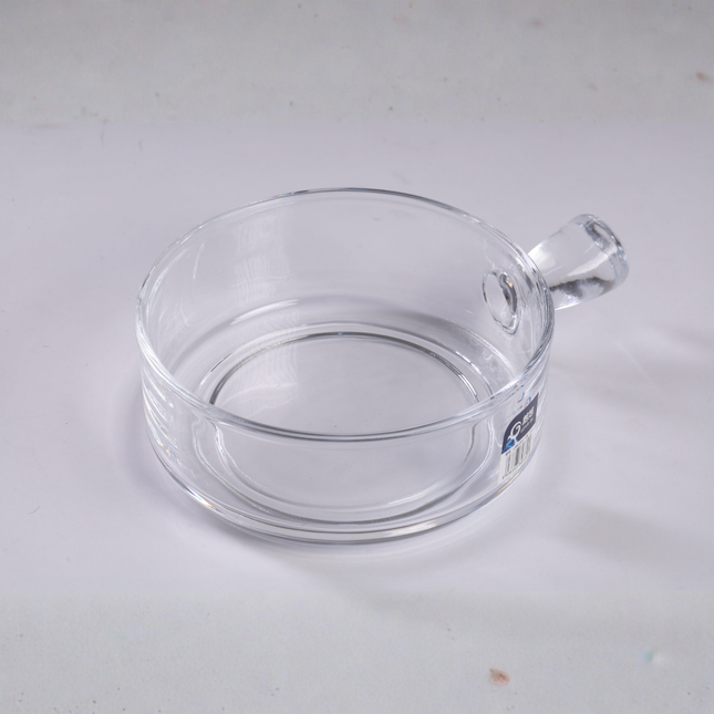 طبق فرن زجاج حراري دائري بمقبض – شفاف