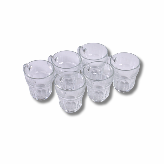 طقم 6 أكواب زجاج شفافة صغيرة – مثالية للقهوة/الشاي