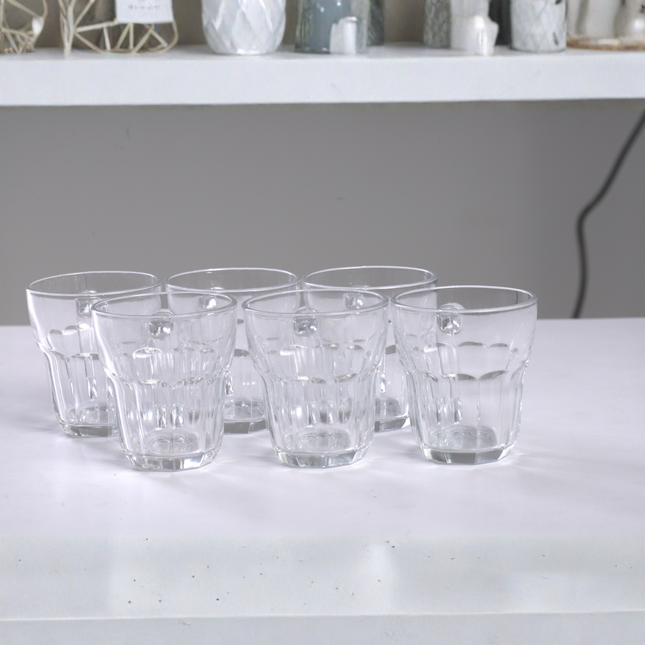 طقم 6 أكواب زجاج شفافة صغيرة – مثالية للقهوة/الشاي